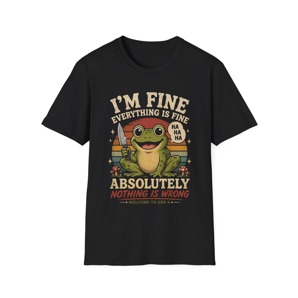 I'm Fine Everything Is Fine Frog T-Shirt — Funny Retro Camping Graphic Tee