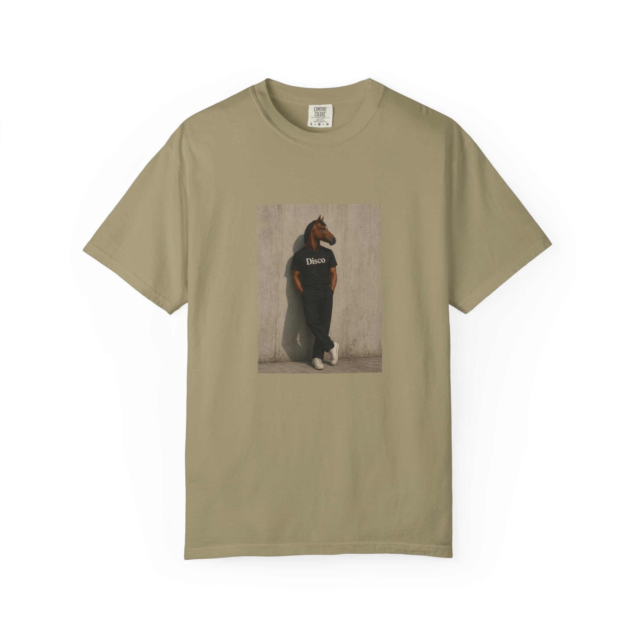 Horse Head Photo T-Shirt — Casual Novelty Tee with 'Broke' Graphic