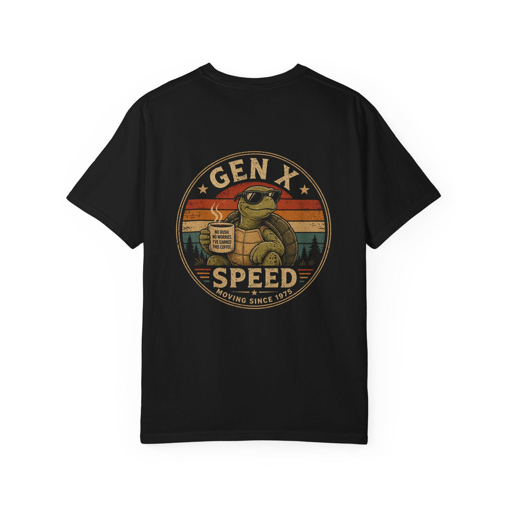 Gen X Turtle Speed T-Shirt — Retro Vintage "Gen X Speed" Graphic Tee
