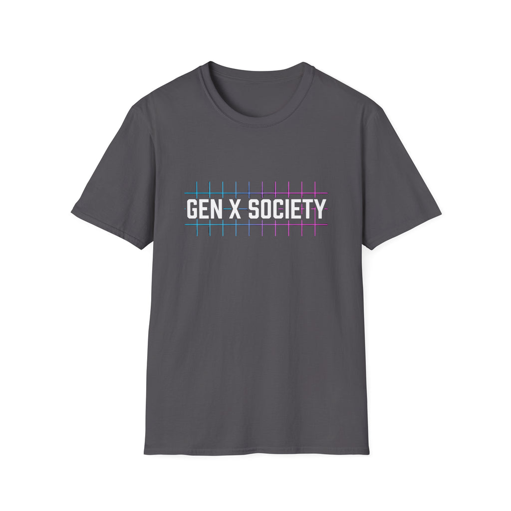 Gen X Society T-Shirt — Retro Neon Graphic Tee for 40s & 50s