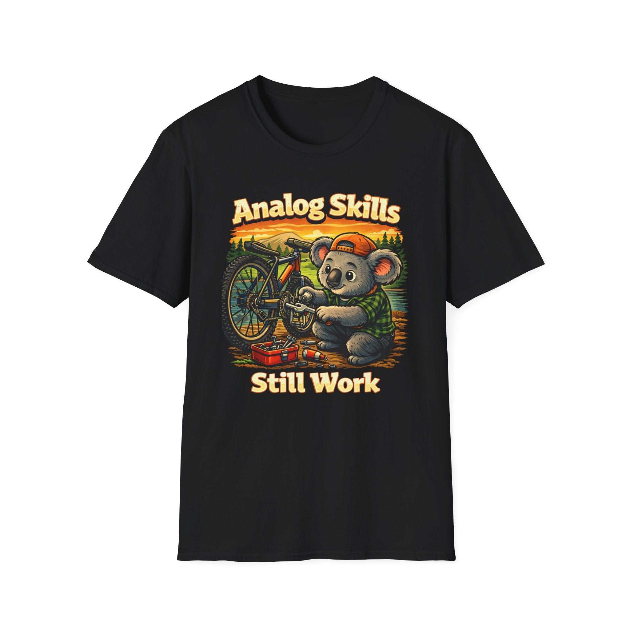 Analog Skills Still Work Koala T-Shirt — Vintage Bike Repair Graphic Tee #0101#