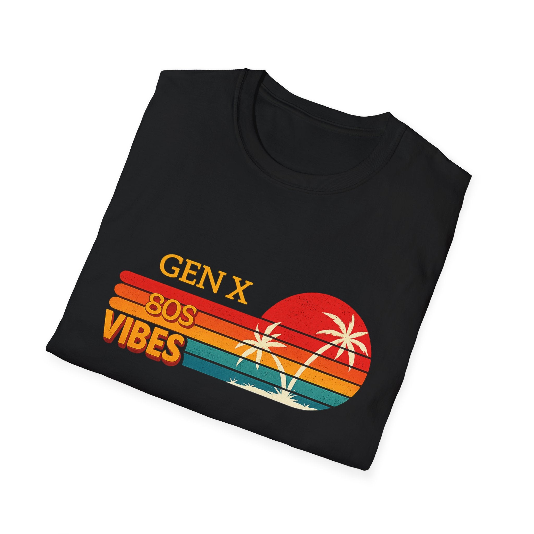 Gen X 80s Vibes T-Shirt — Retro Sunset Palm Tee