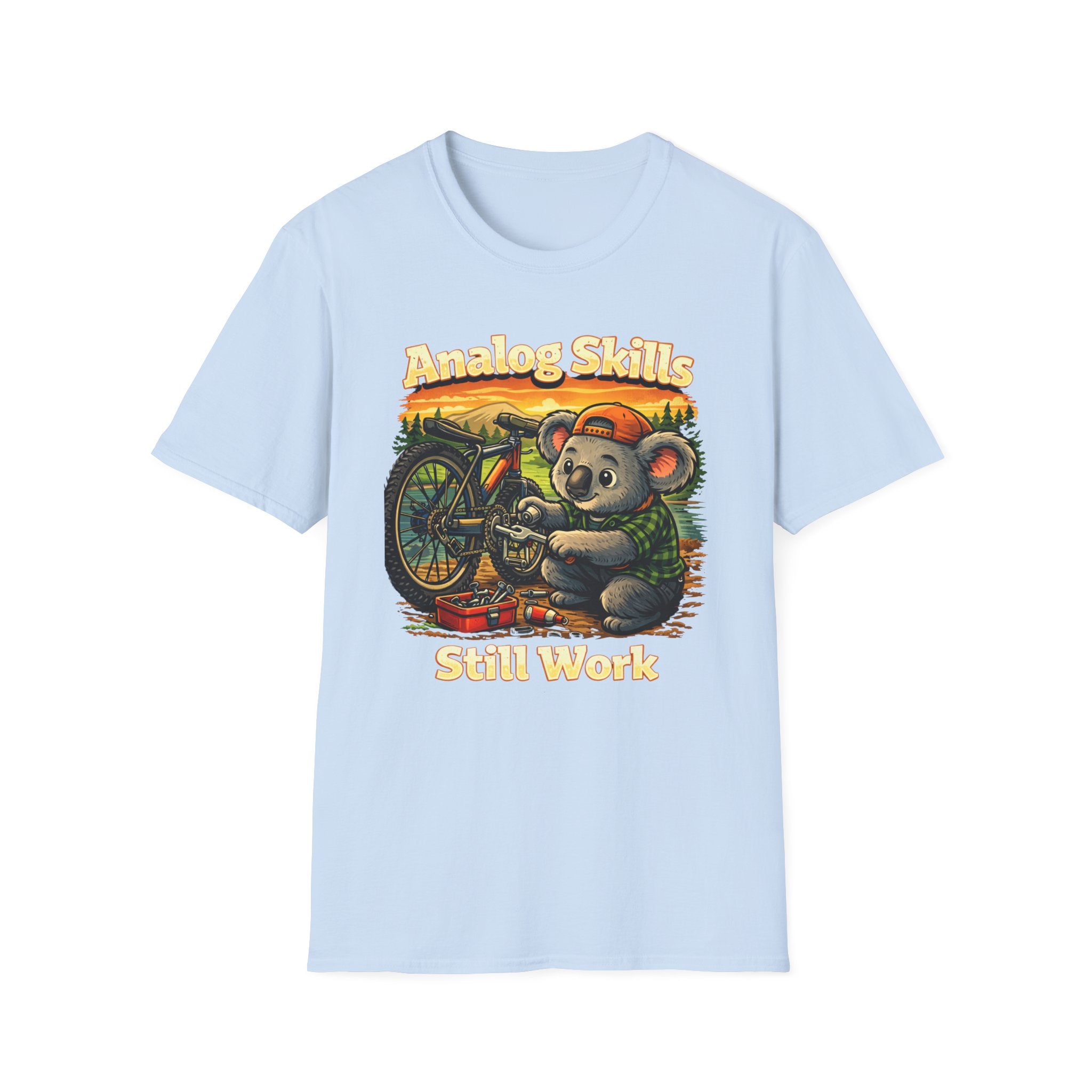 Analog Skills Still Work Koala T-Shirt — Vintage Bike Repair Graphic Tee #0101#