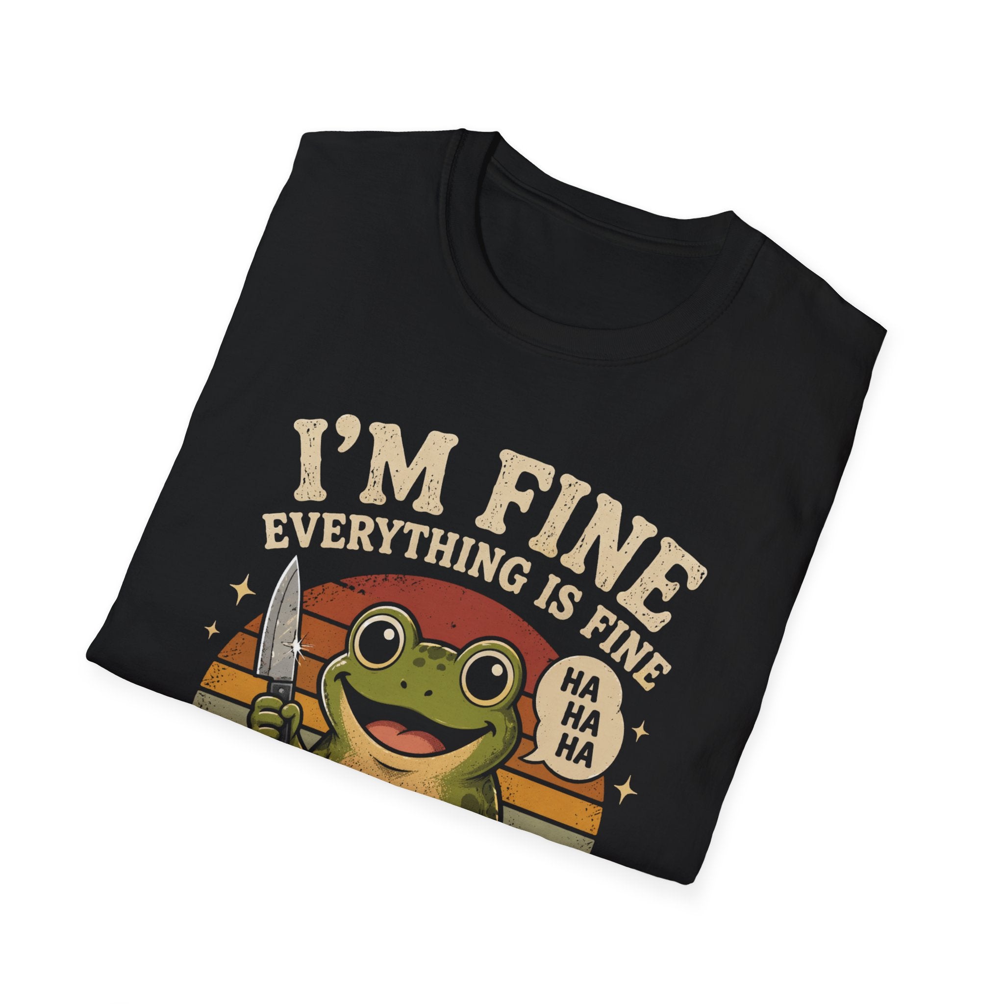 I'm Fine Everything Is Fine Frog T-Shirt — Funny Retro Camping Graphic Tee