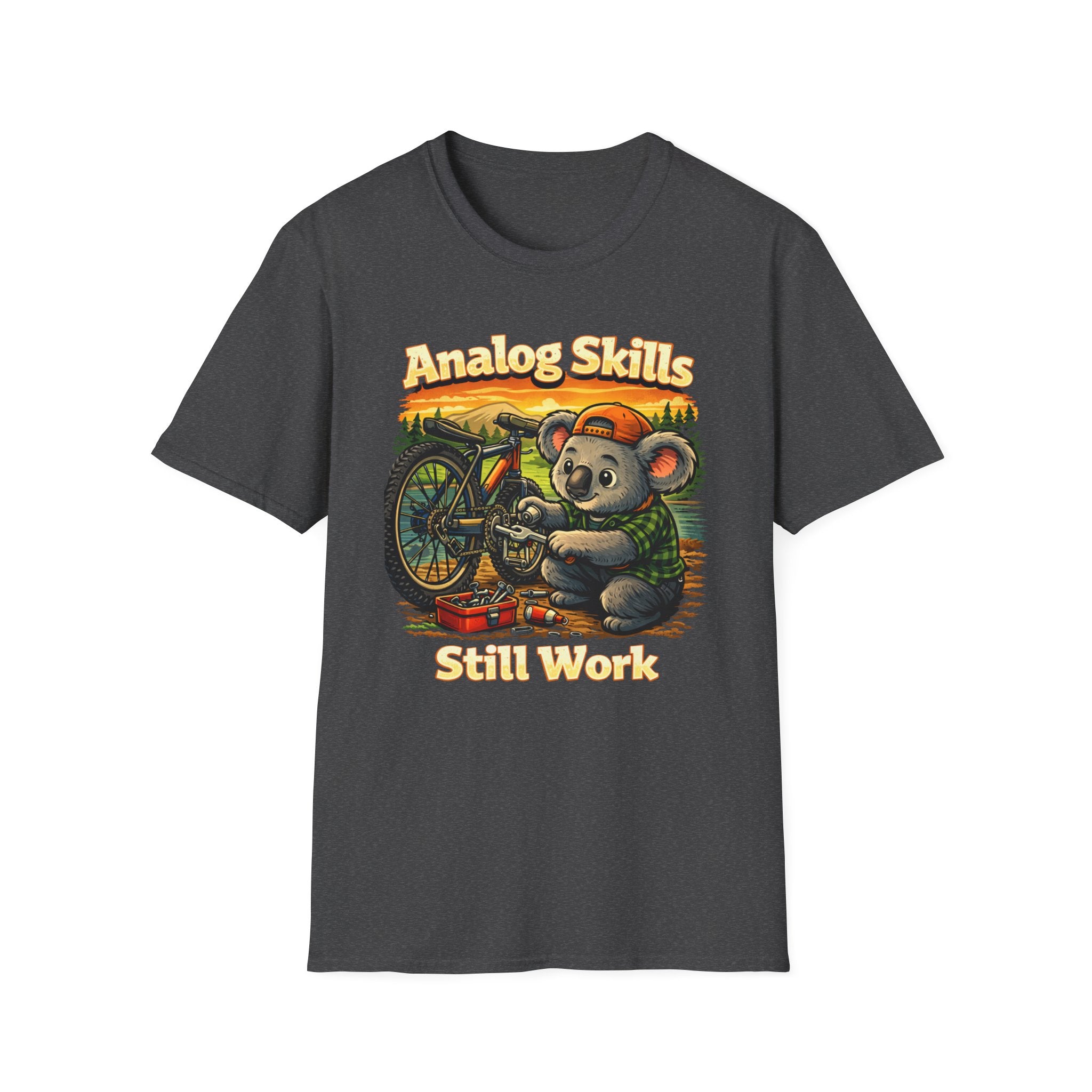 Analog Skills Still Work Koala T-Shirt — Vintage Bike Repair Graphic Tee #0101#