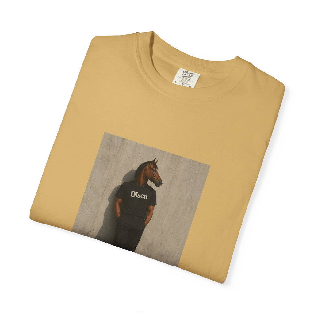 Horse Head Photo T-Shirt — Casual Novelty Tee with 'Broke' Graphic
