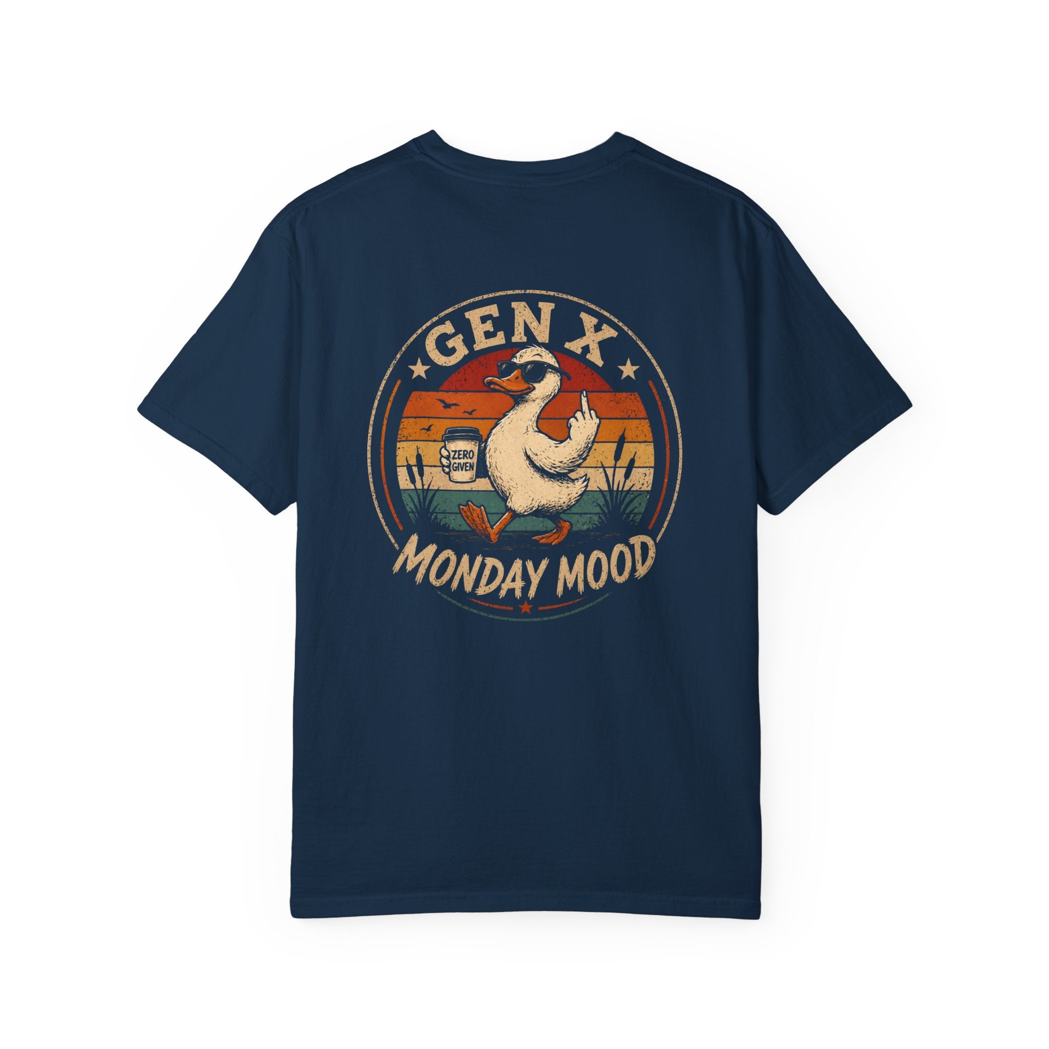 Gen X Monday Mood T-Shirt — Retro Goose Vintage Graphic Tee (Back Print)