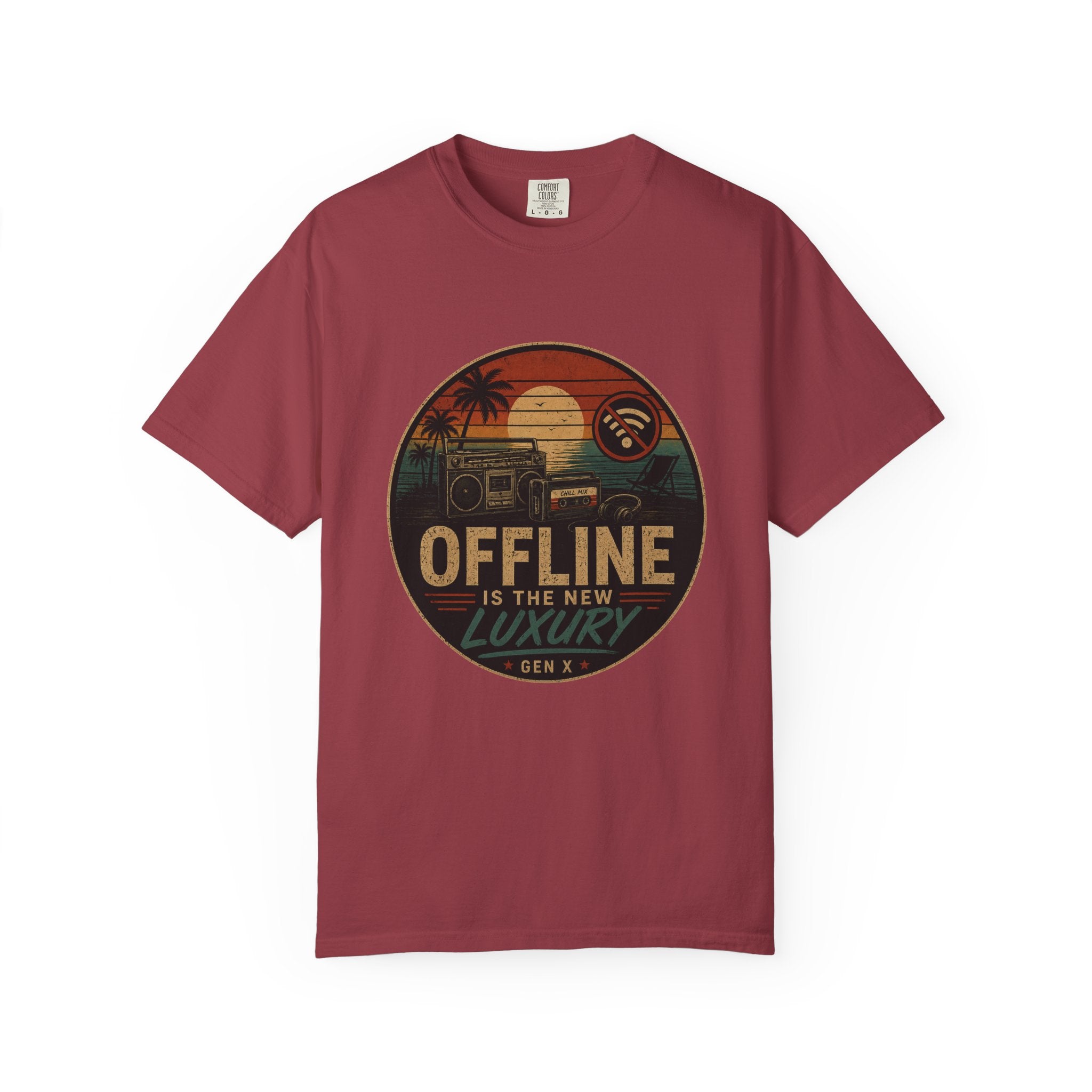Offline Is the New Luxury Tee — Vintage Sunset Camper Graphic T‑Shirt