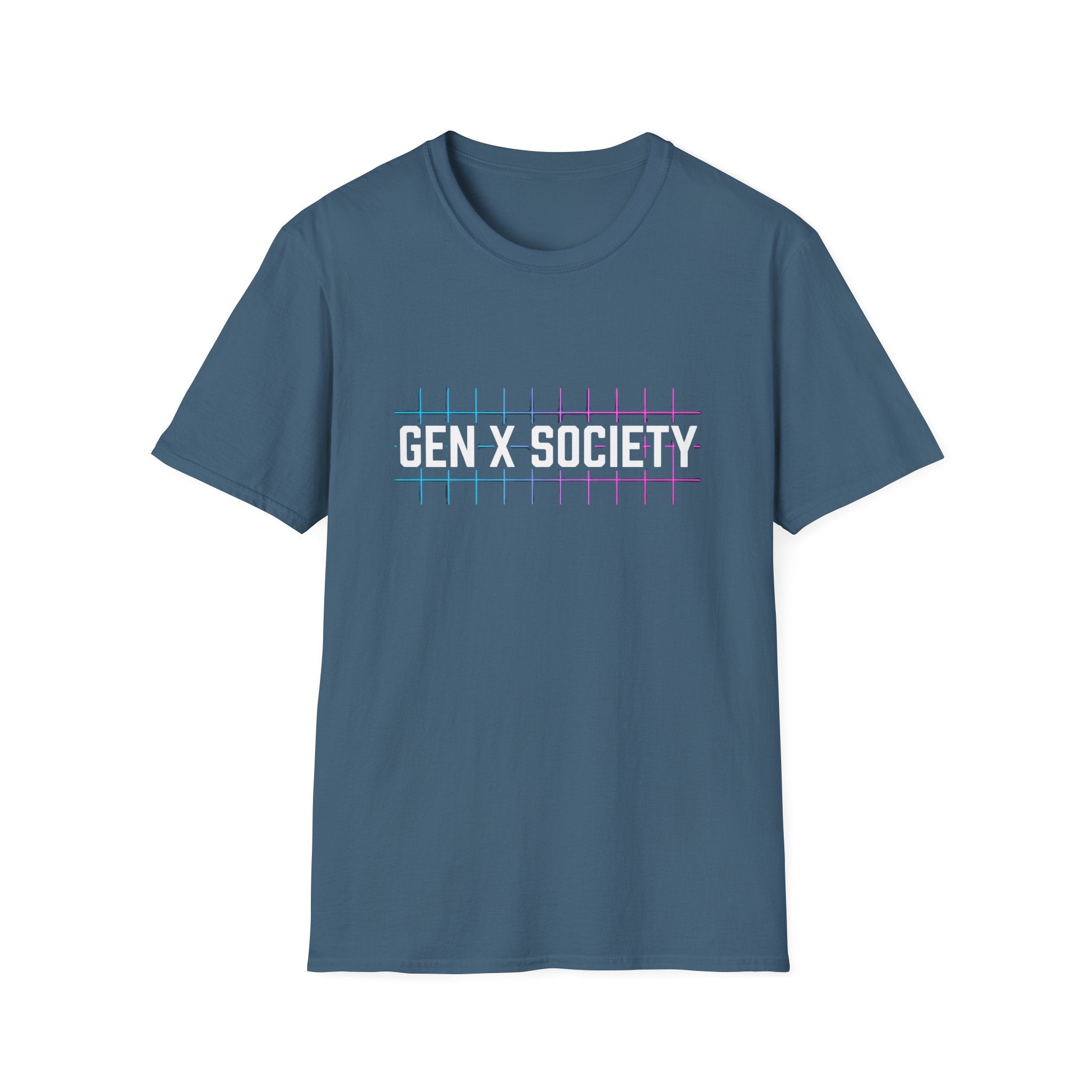 Gen X Society T-Shirt — Retro Neon Graphic Tee for 40s & 50s