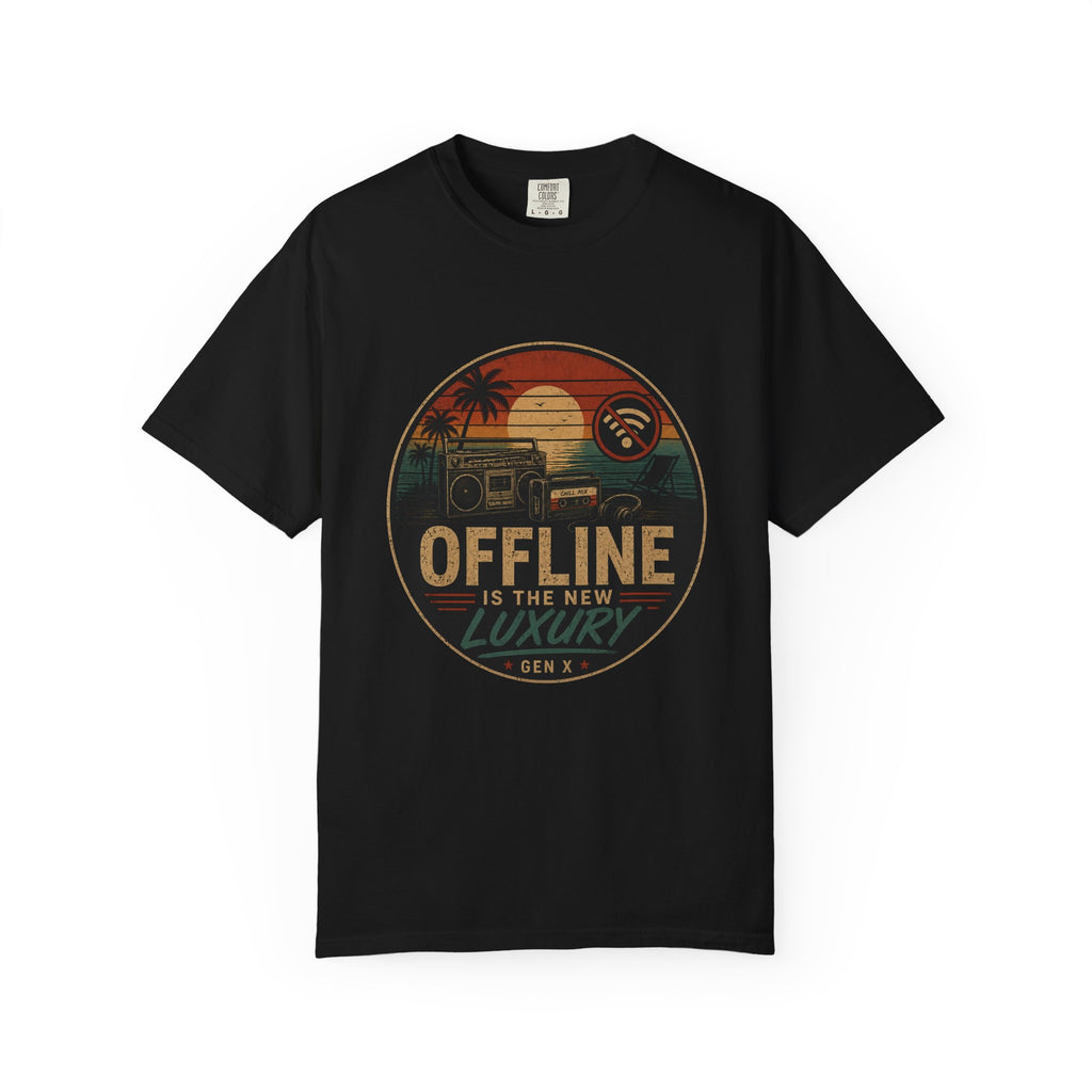 Offline Is the New Luxury Tee — Vintage Sunset Camper Graphic T‑Shirt