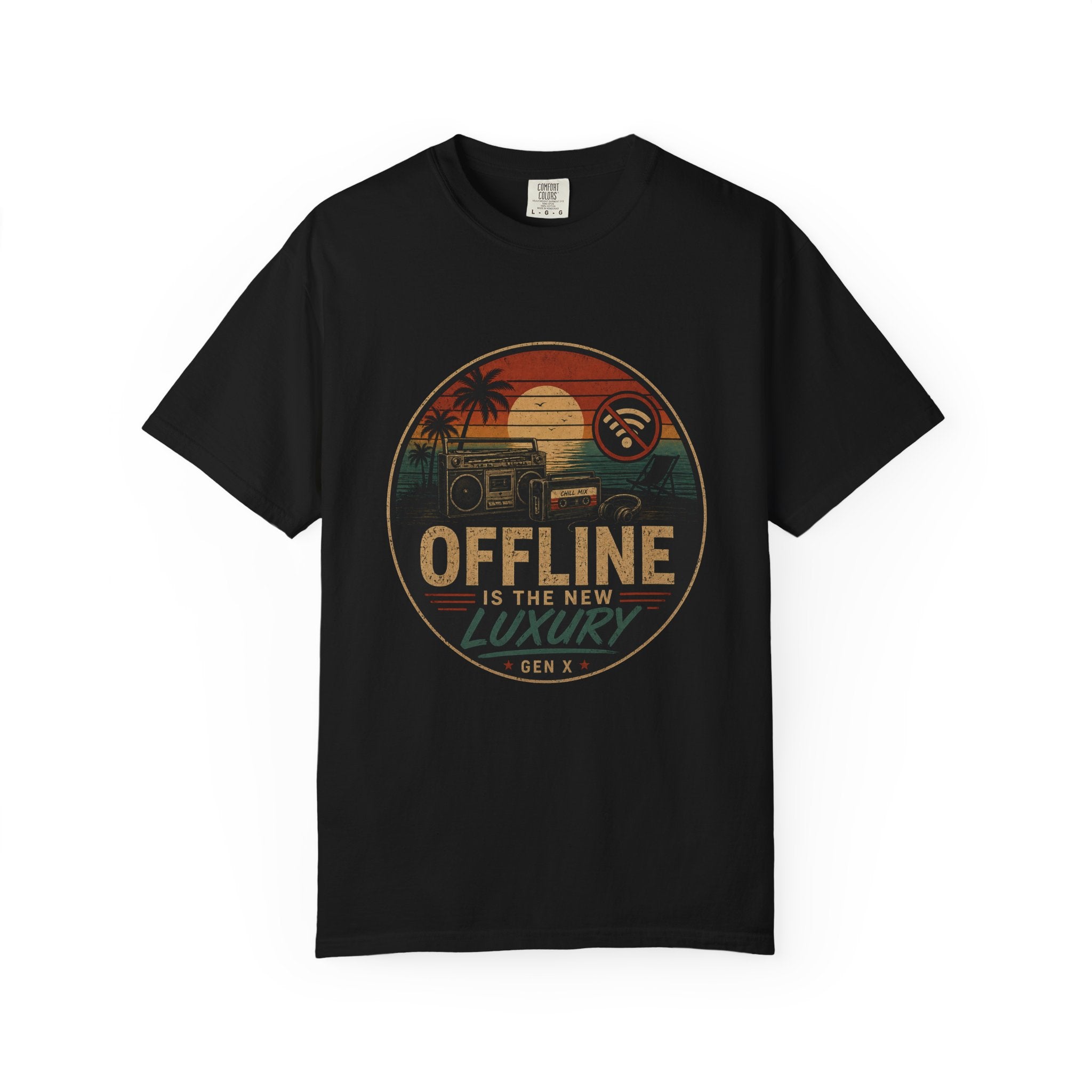 Offline Is the New Luxury Tee — Vintage Sunset Camper Graphic T‑Shirt
