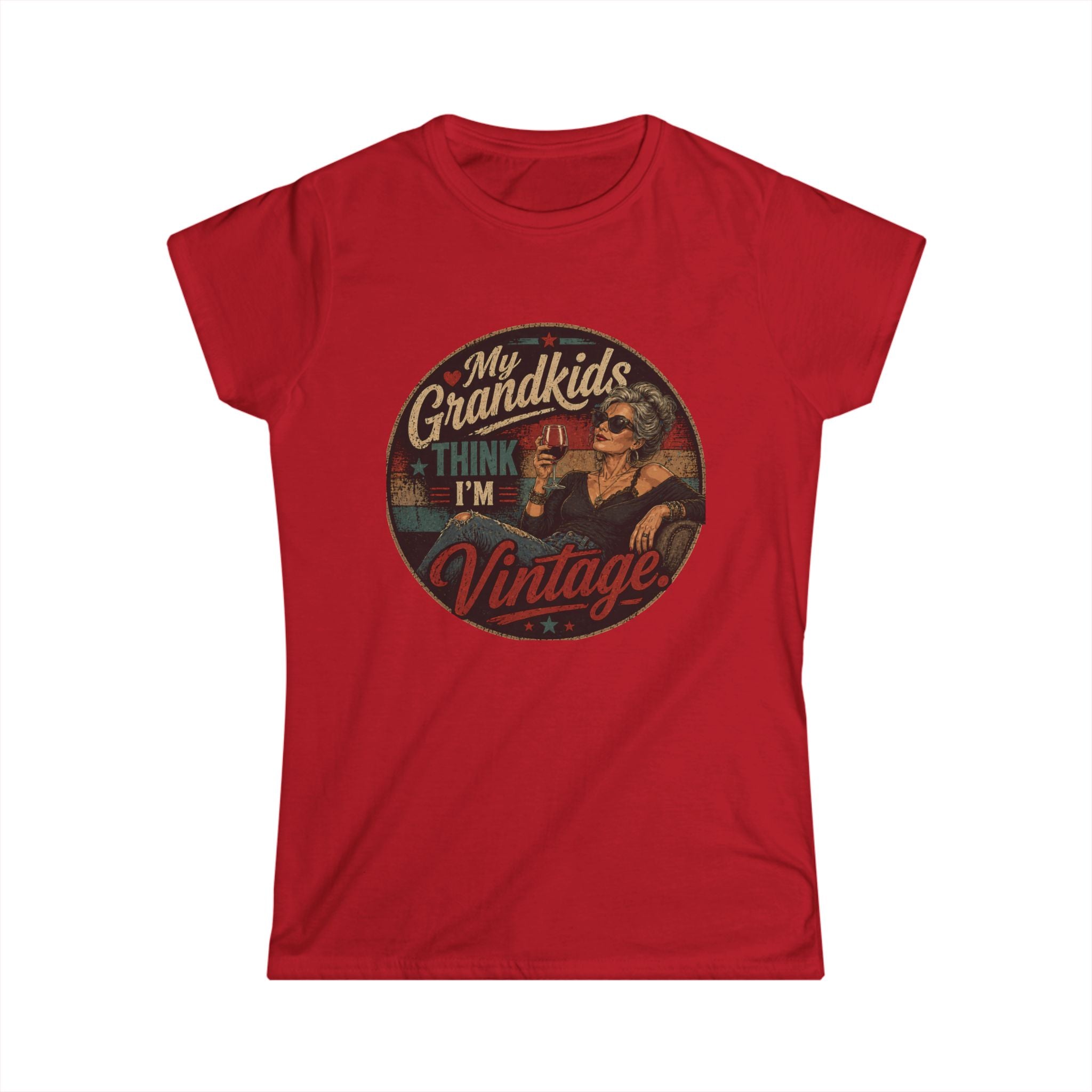 Vintage Grandma Graphic Tee – "My Grandkids Think I'm Vintage" Women's T-Shirt