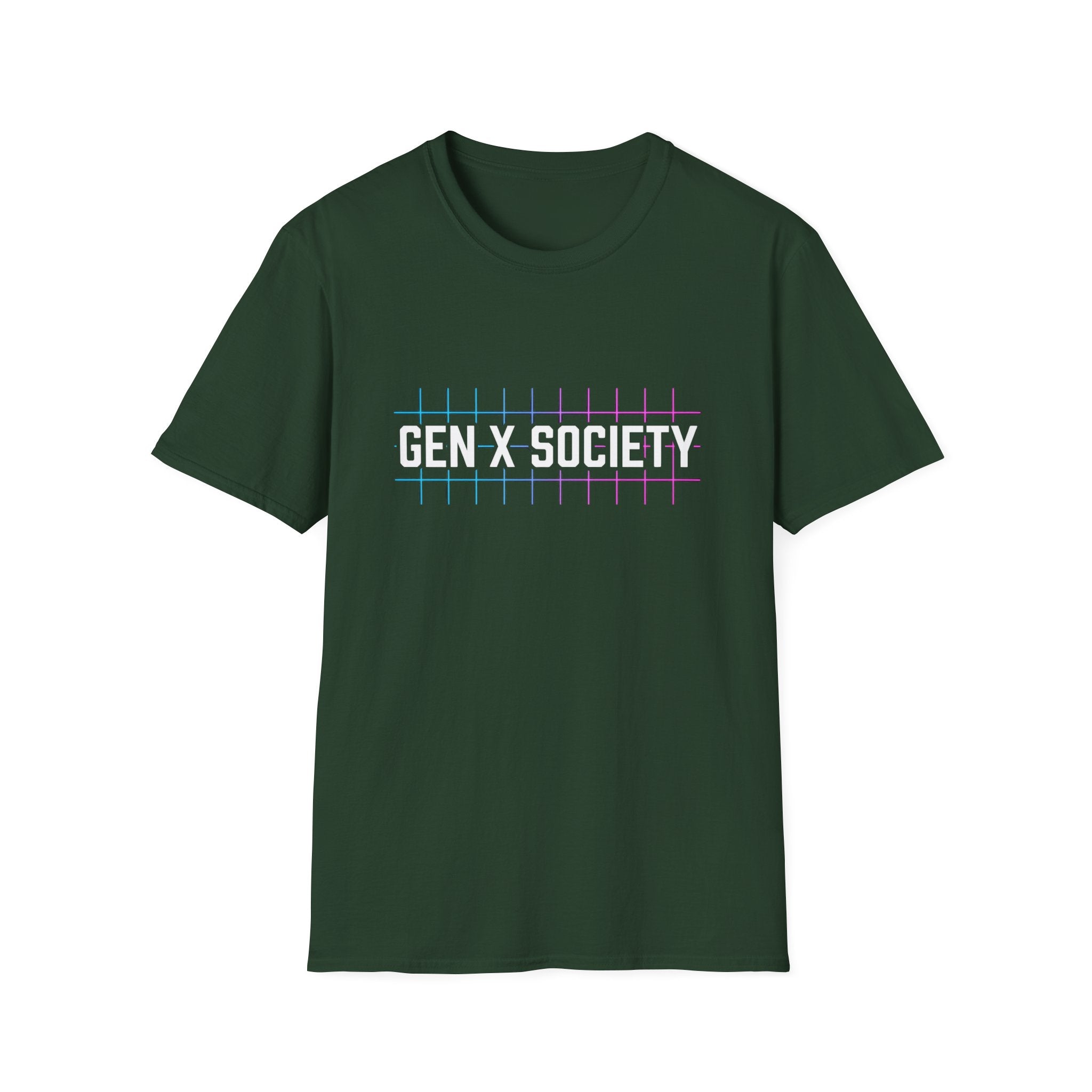 Gen X Society T-Shirt — Retro Neon Graphic Tee for 40s & 50s