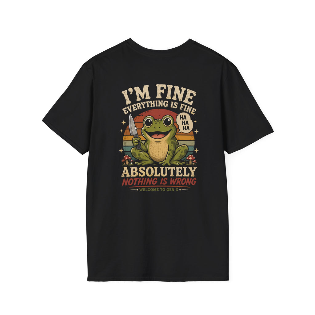 I’m Fine Frog T-Shirt — Vintage Funny “Everything Is Fine” Graphic Tee (Back Print)