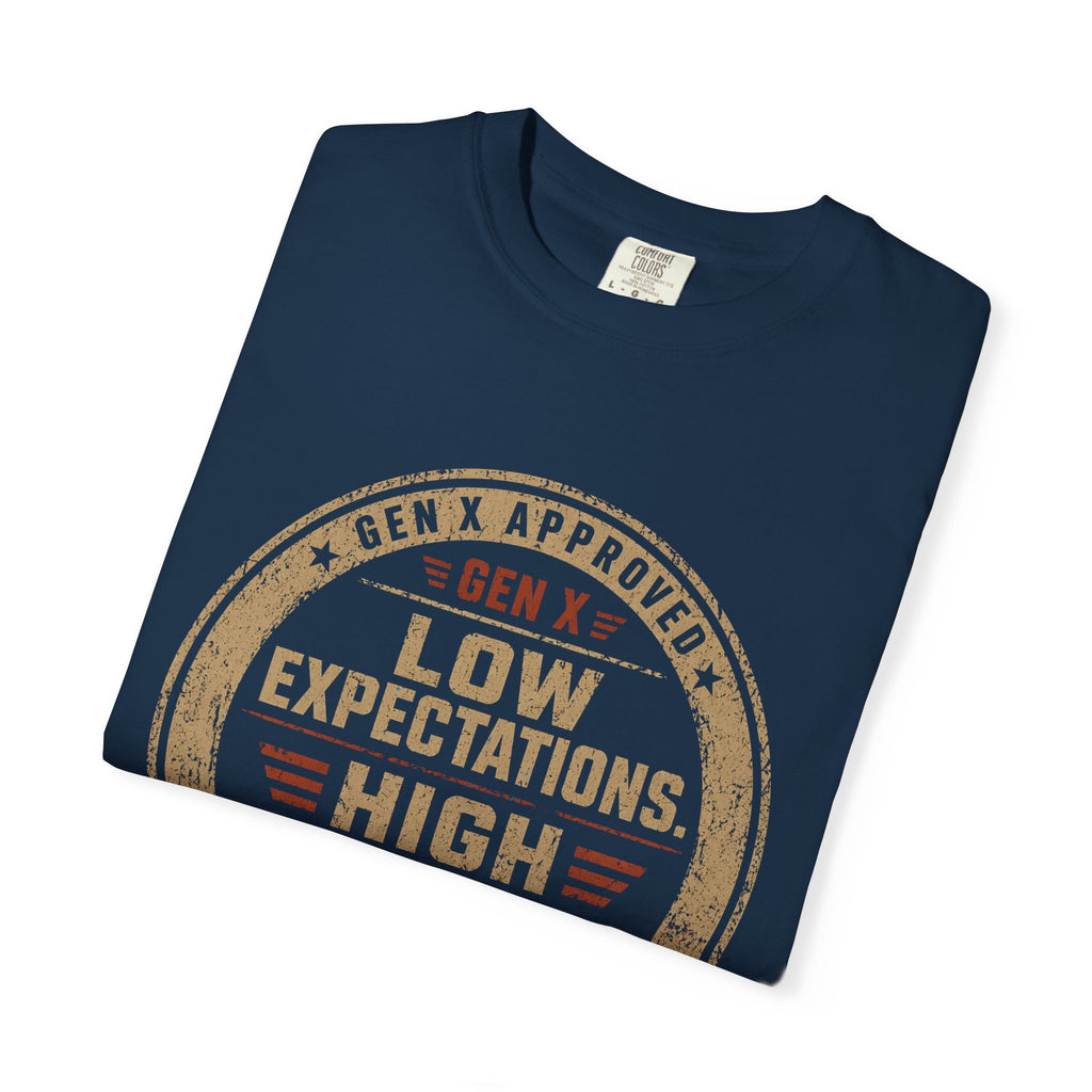 Gen X T-Shirt - "Low Expectations, High Survivability" Vintage Badge Tee