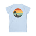Women's Tee - Retro Sunset Beach Graphic T-Shirt (Back Print)