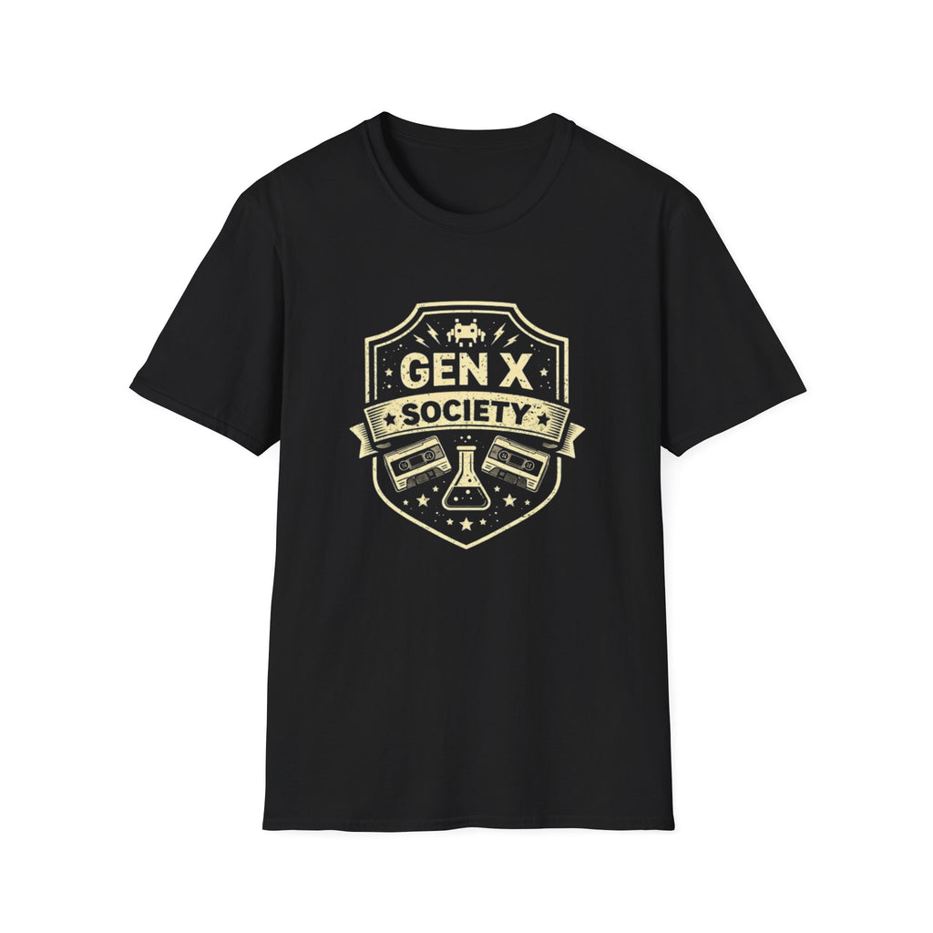 Gen X Society T-Shirt — Vintage Badge Graphic Tee for 1960s–1980s Born