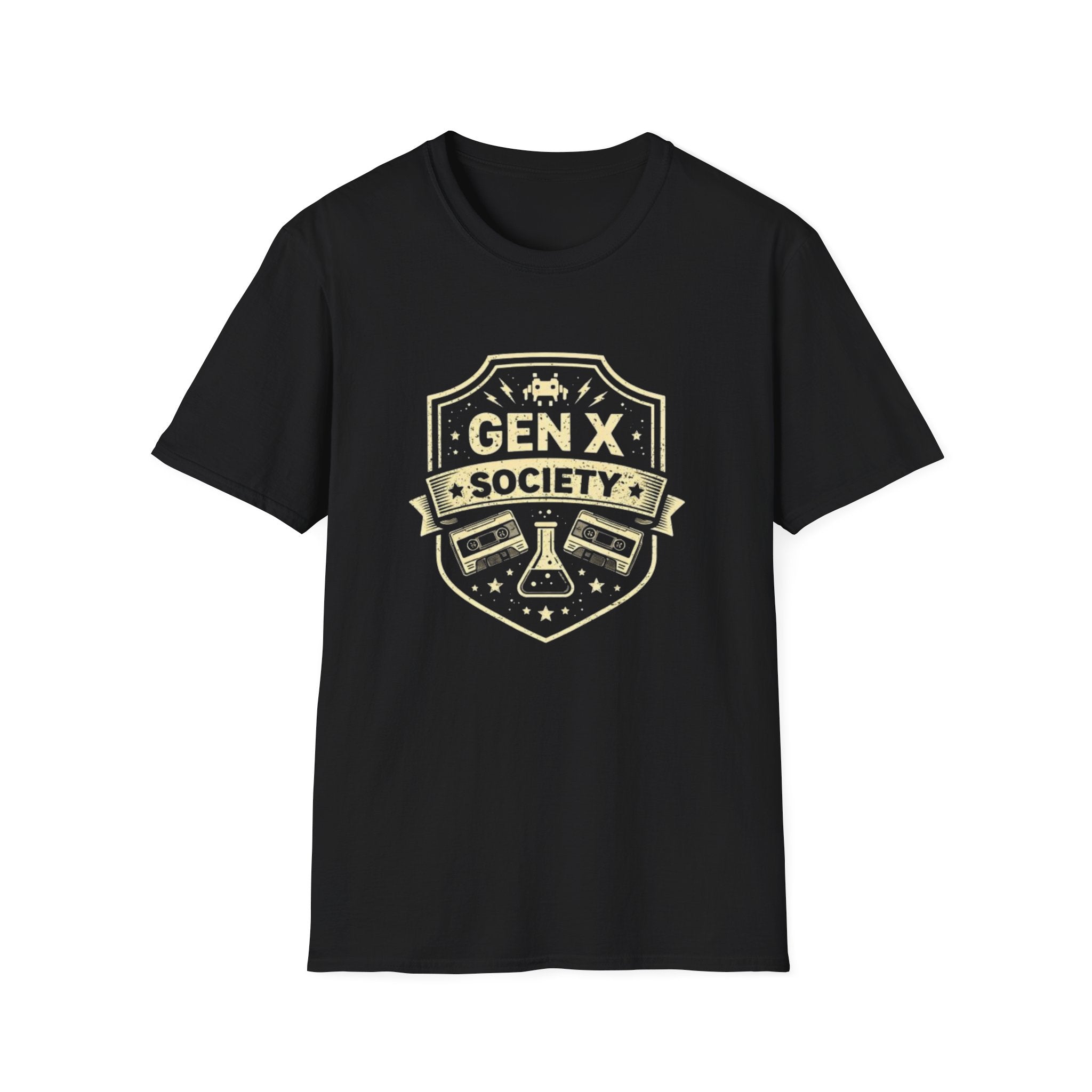 Gen X Society T-Shirt — Vintage Badge Graphic Tee for 1960s–1980s Born