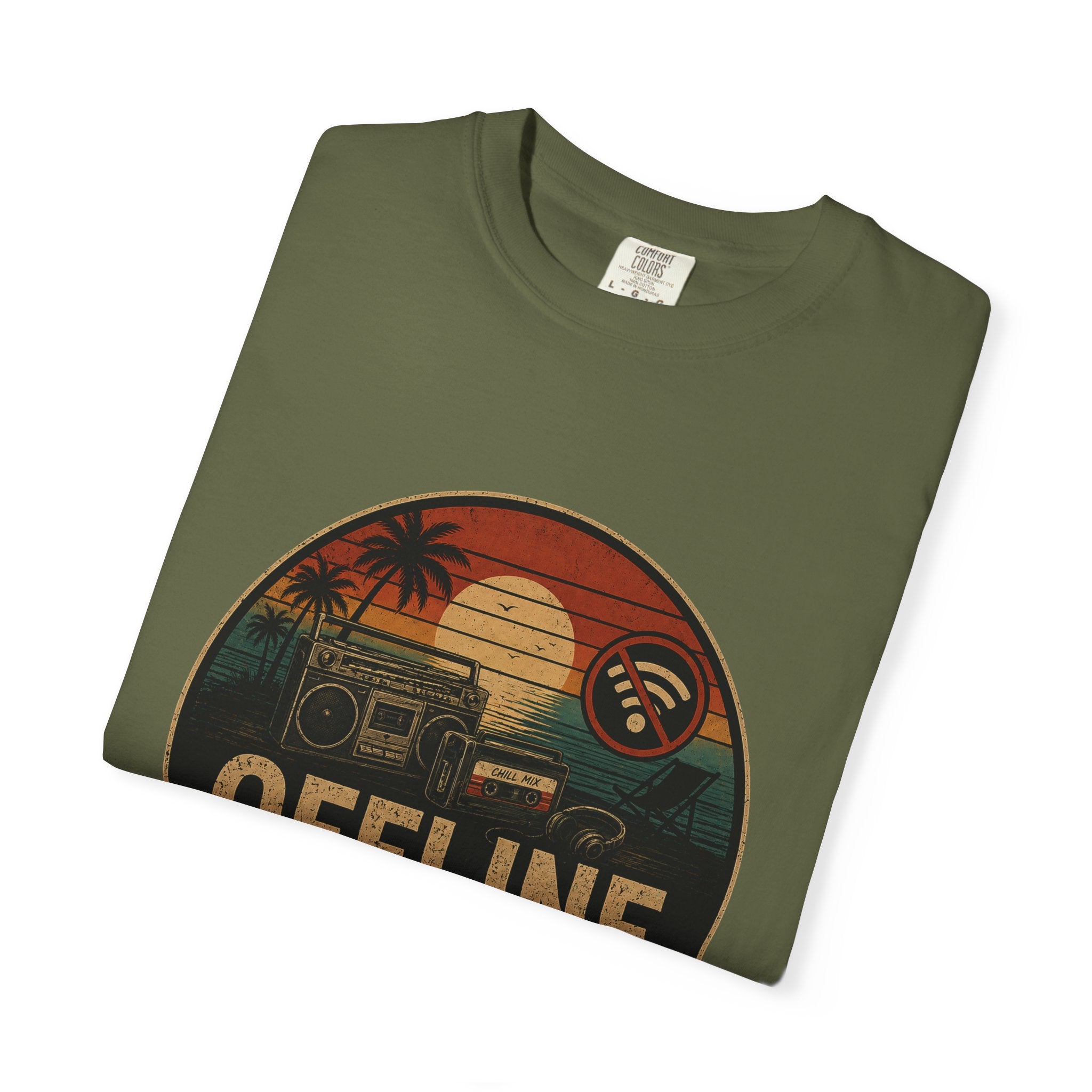 Offline Is the New Luxury Tee — Vintage Sunset Camper Graphic T‑Shirt