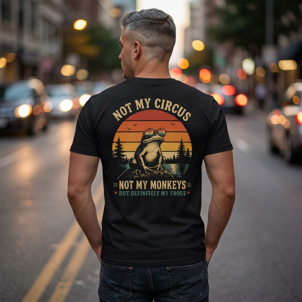 Funny Frog T-Shirt — "Not My Circus, Not My Monkeys, But Definitely My Frogs" Retro Tee