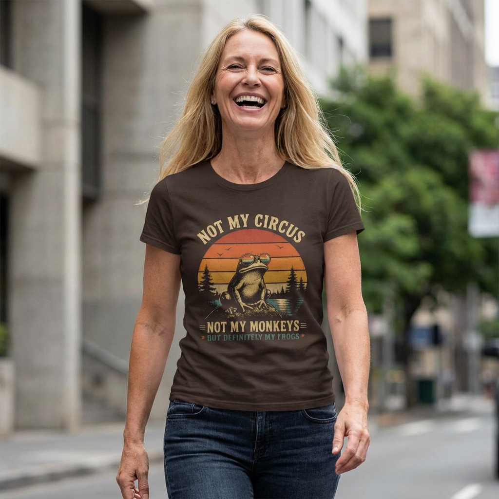 T-Shirt — “Not My Circus, Not My Monkeys But Definitely My Frogs” Retro Frog Graphic