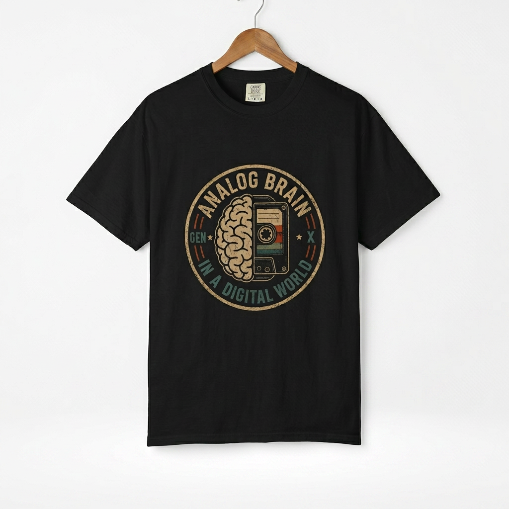 Analog Brain T-Shirt – Retro Tech Graphic Tee (“Analog Brain in a Digital World”)