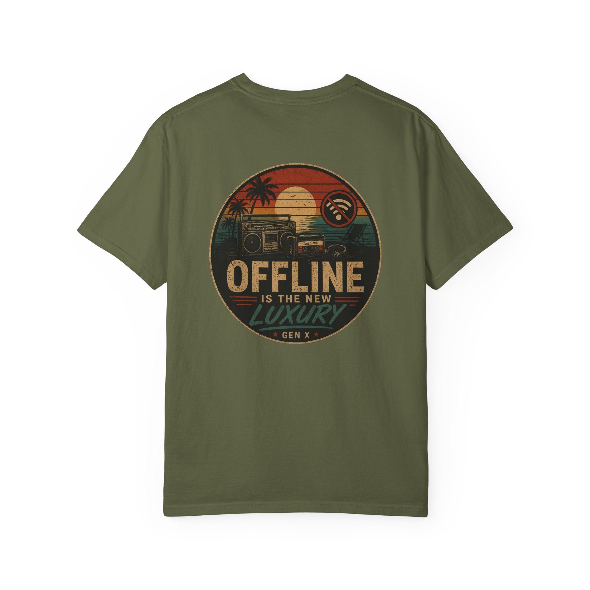 Retro 'Offline Is The New Luxury' T-Shirt (Back Print)