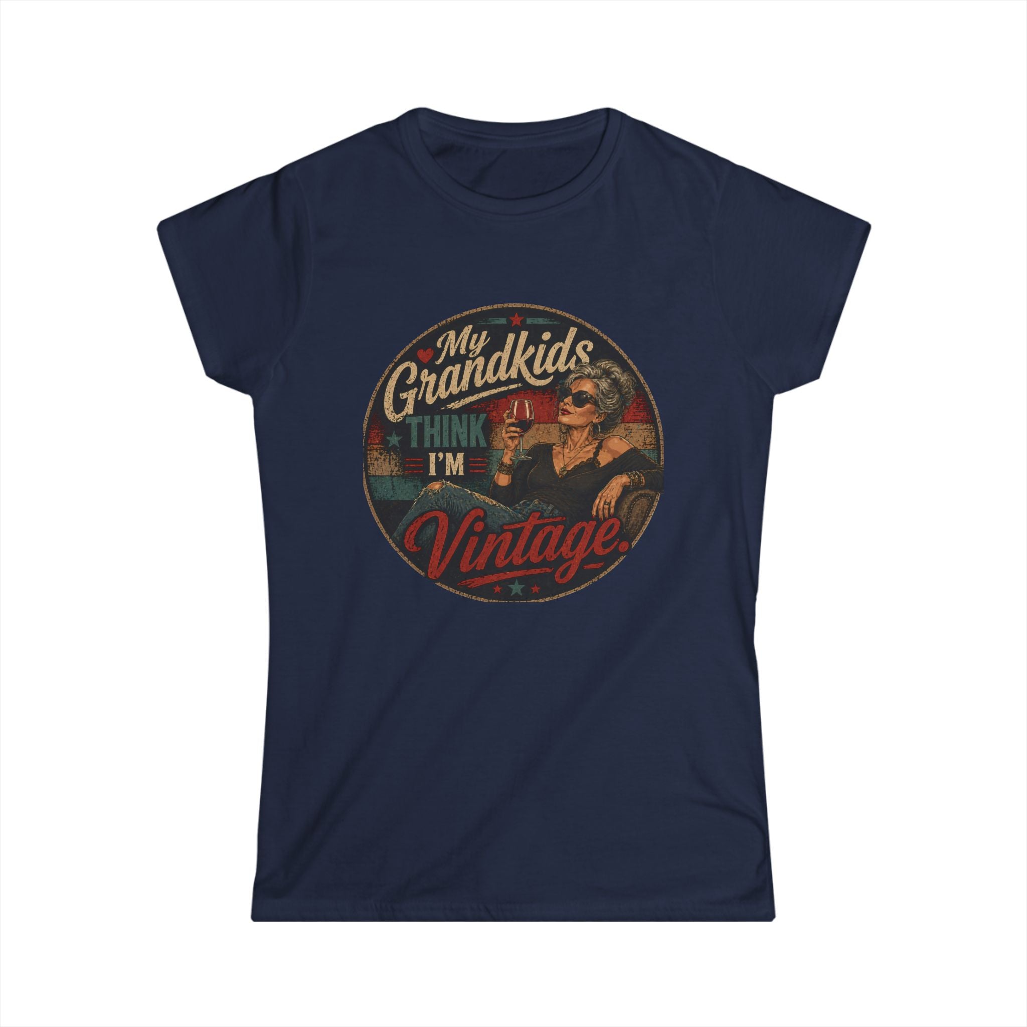Vintage Grandma Graphic Tee – "My Grandkids Think I'm Vintage" Women's T-Shirt