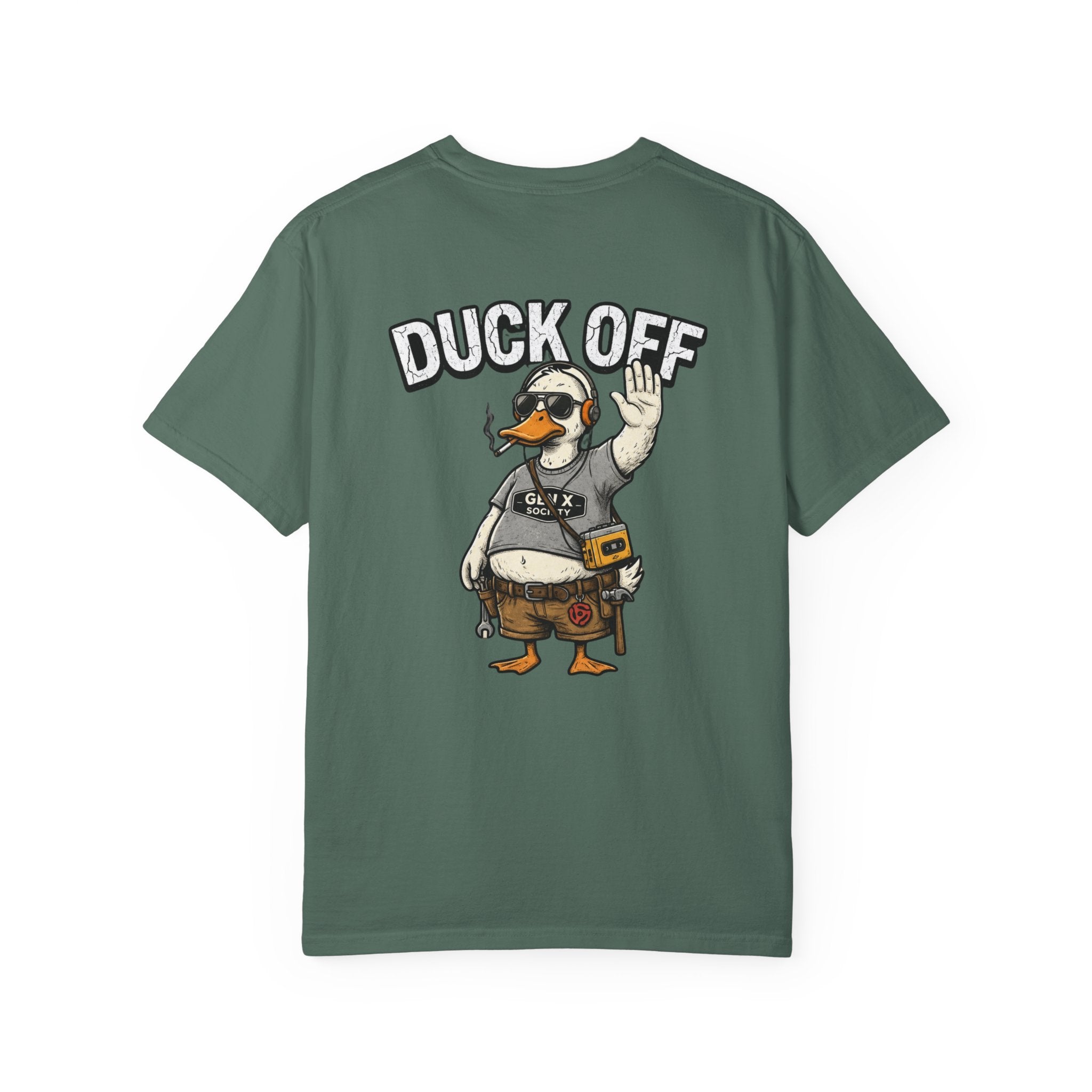 Duck Off Construction Duck T-Shirt — Funny Tradesman Workwear Tee (Back Print)