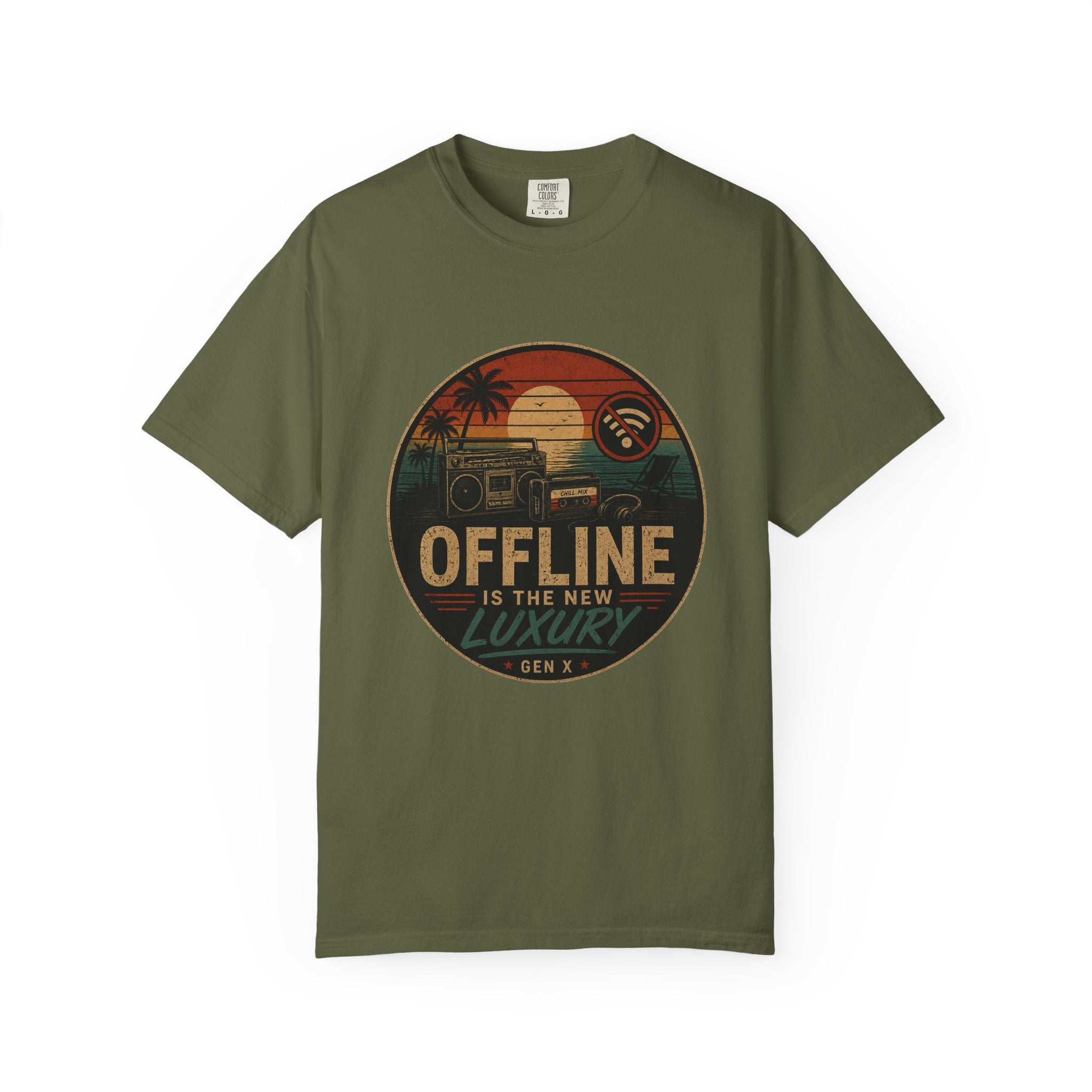 Offline Is the New Luxury Tee — Vintage Sunset Camper Graphic T‑Shirt