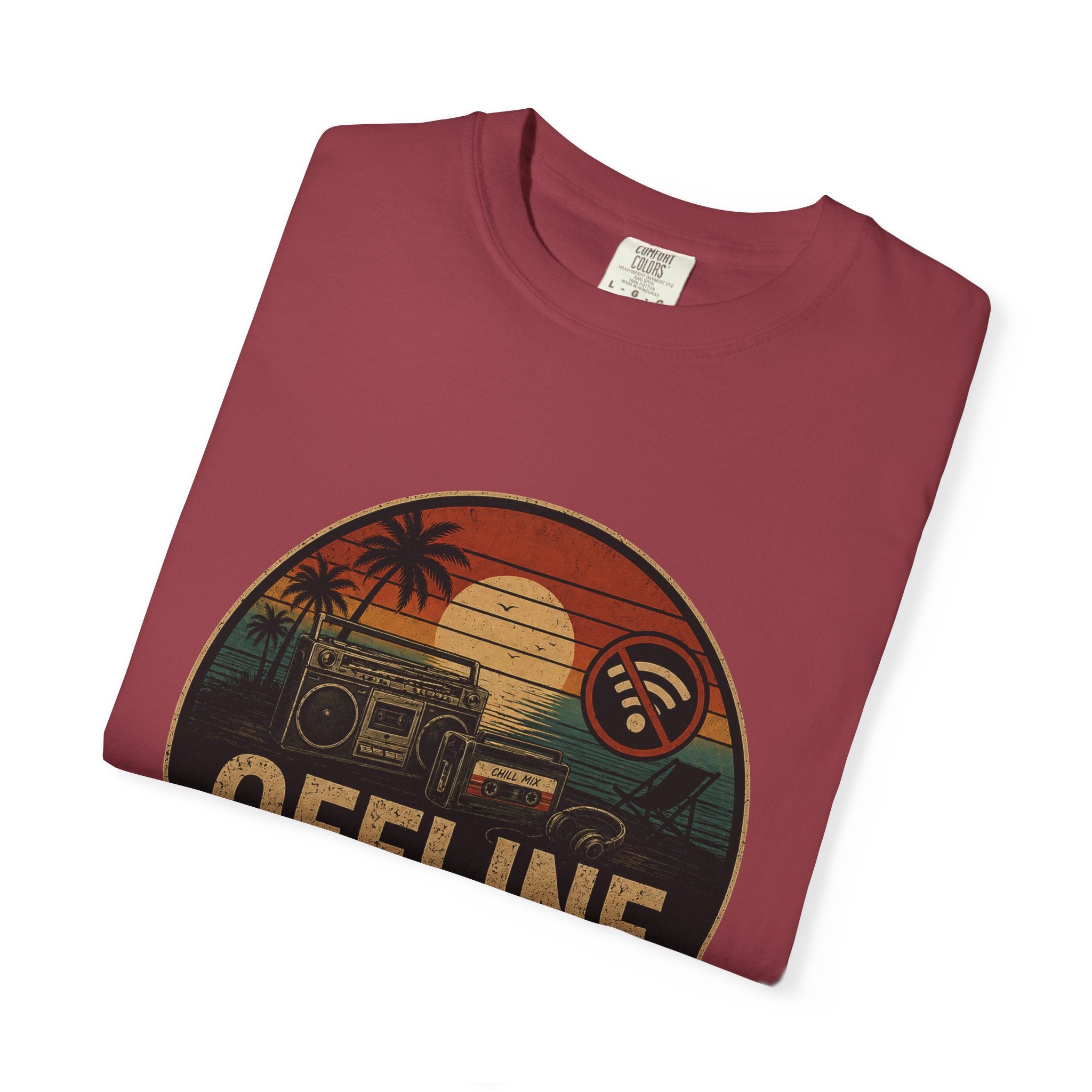 Offline Is the New Luxury Tee — Vintage Sunset Camper Graphic T‑Shirt