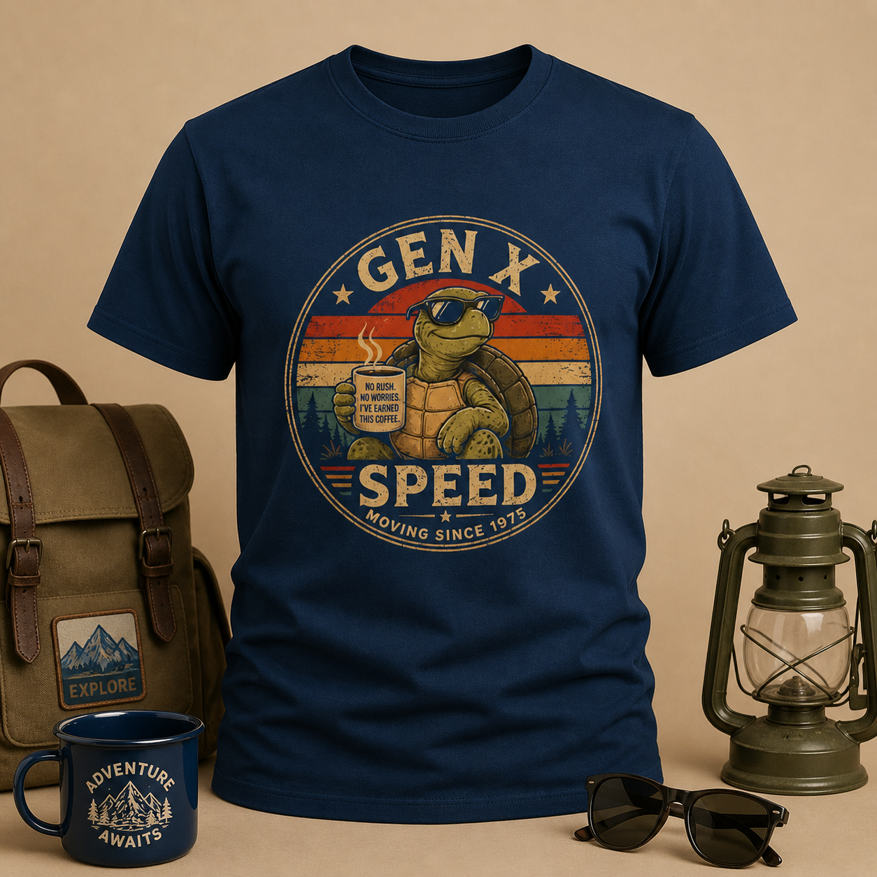 Gen X Speed Turtle Retro T-Shirt — Vintage 'Moving Since 1970s' Graphic Tee