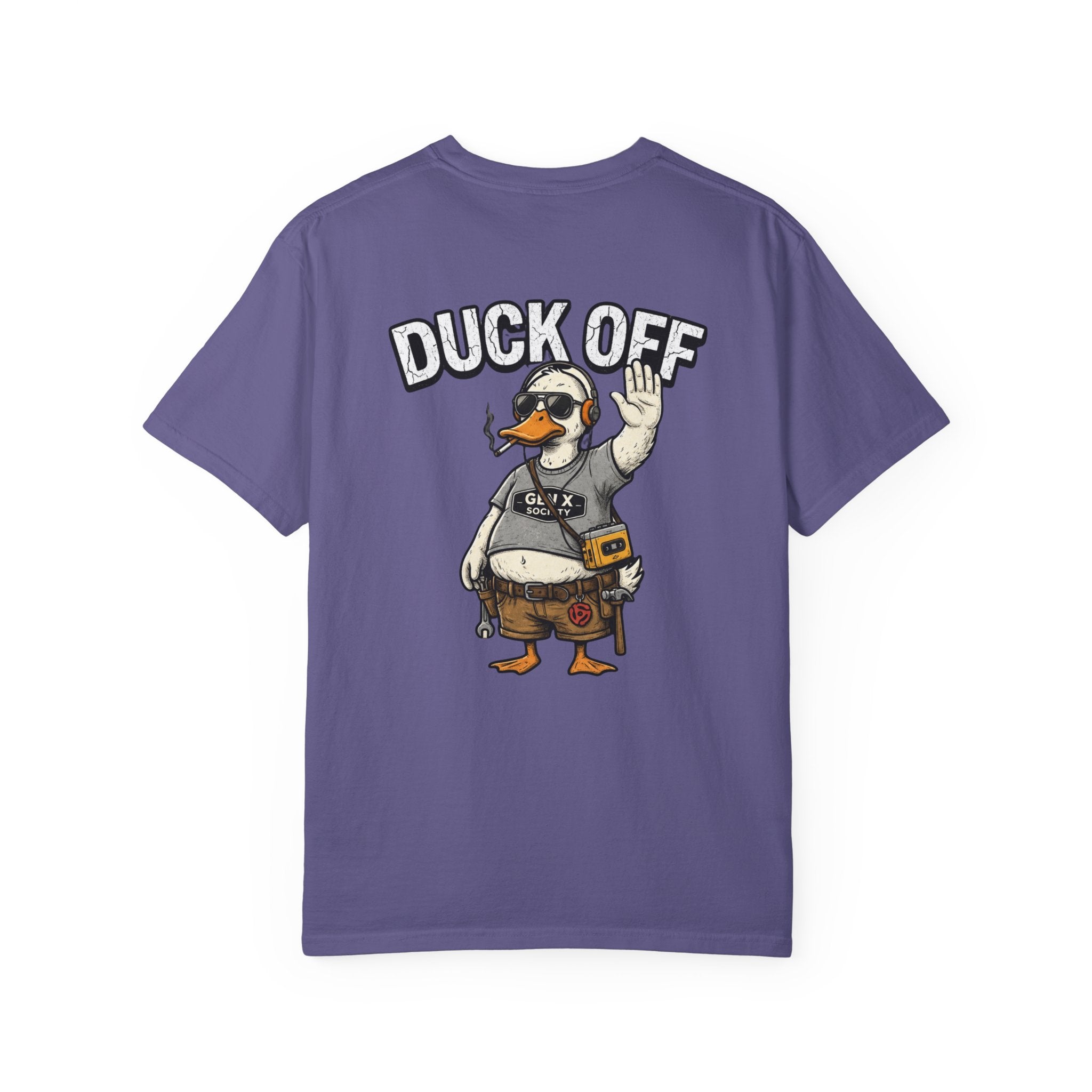 Duck Off Construction Duck T-Shirt — Funny Tradesman Workwear Tee (Back Print)