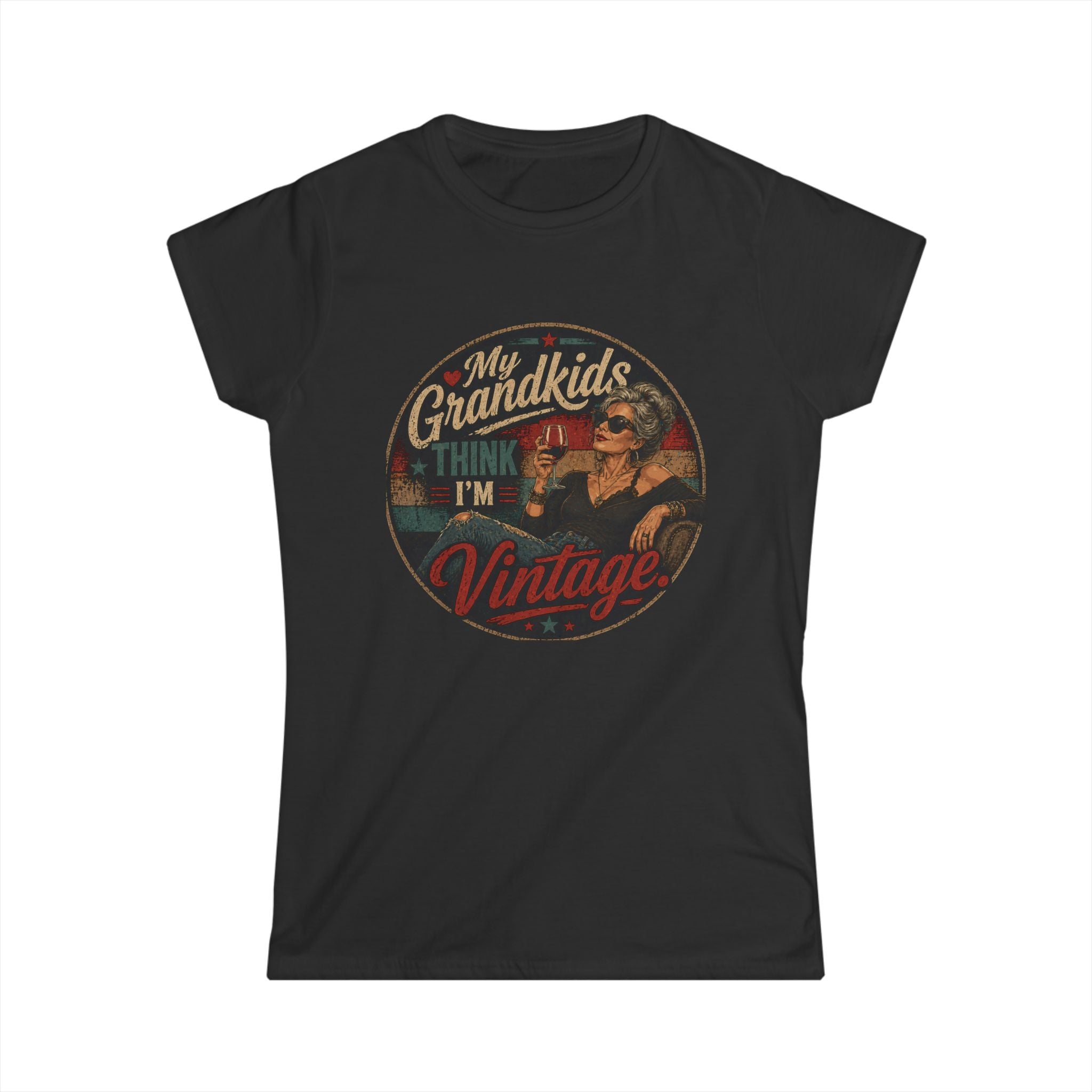 Vintage Grandma Graphic Tee – "My Grandkids Think I'm Vintage" Women's T-Shirt