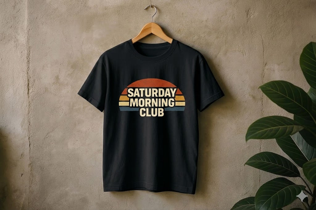 Saturday Morning Club T-Shirt — Retro Vintage Sunrise Graphic Tee