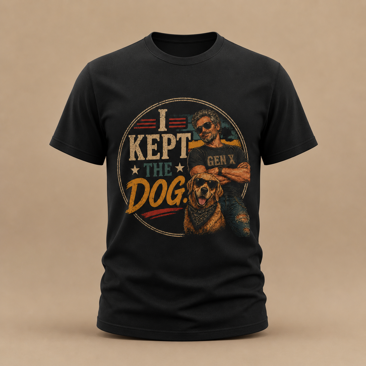 I Kept the Dog T-Shirt — Funny Dog Dad Retro Graphic Tee