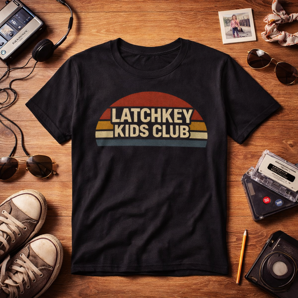 T-Shirt — "Latchkey Kids Club" Retro Sunset Graphic Tee