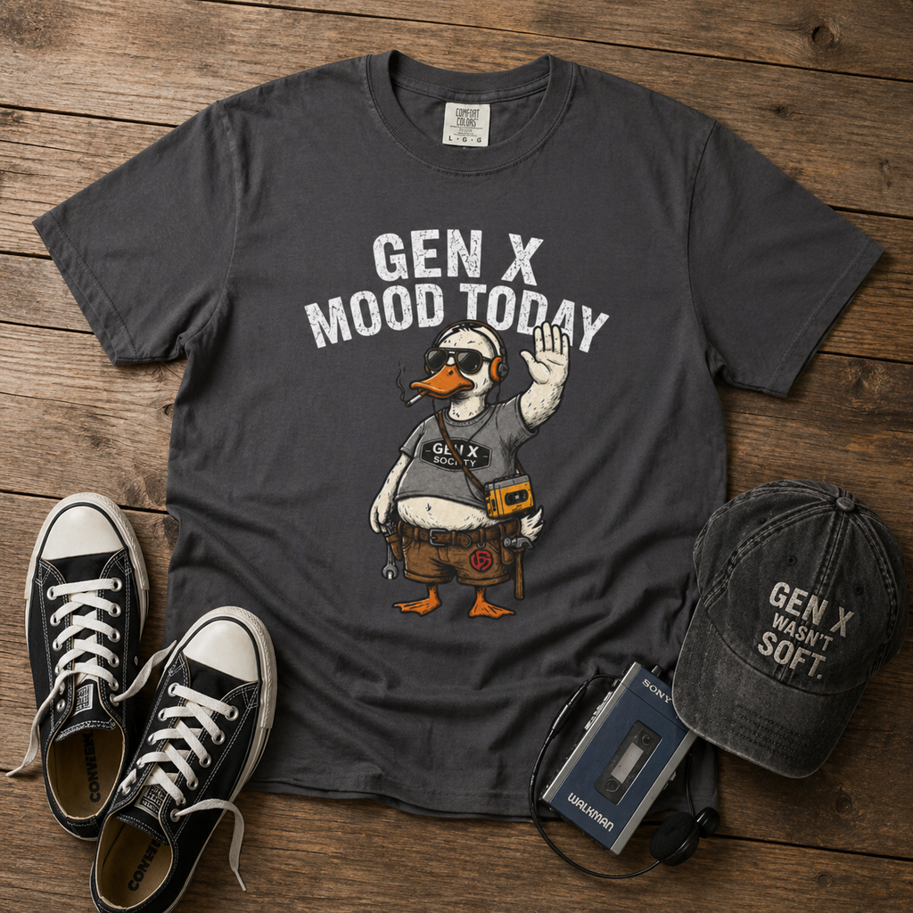 Gen X Mood Today T-Shirt — Funny Retro Duck Graphic Tee for Generation X