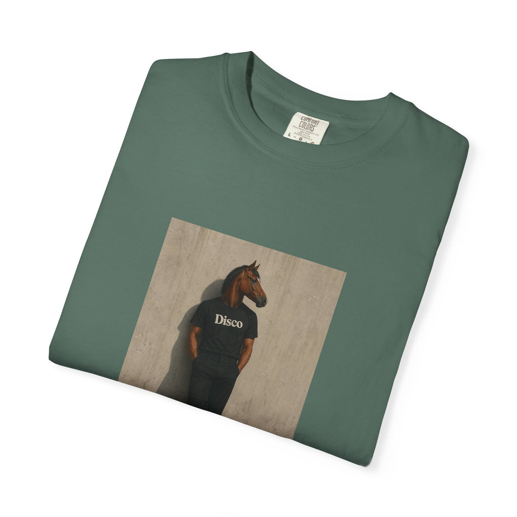 Horse Head Photo T-Shirt — Casual Novelty Tee with 'Broke' Graphic