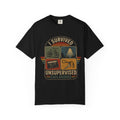I Survived Unsupervised Childhood T-Shirt — Retro Vintage Camping, Bike & Cassette Tee