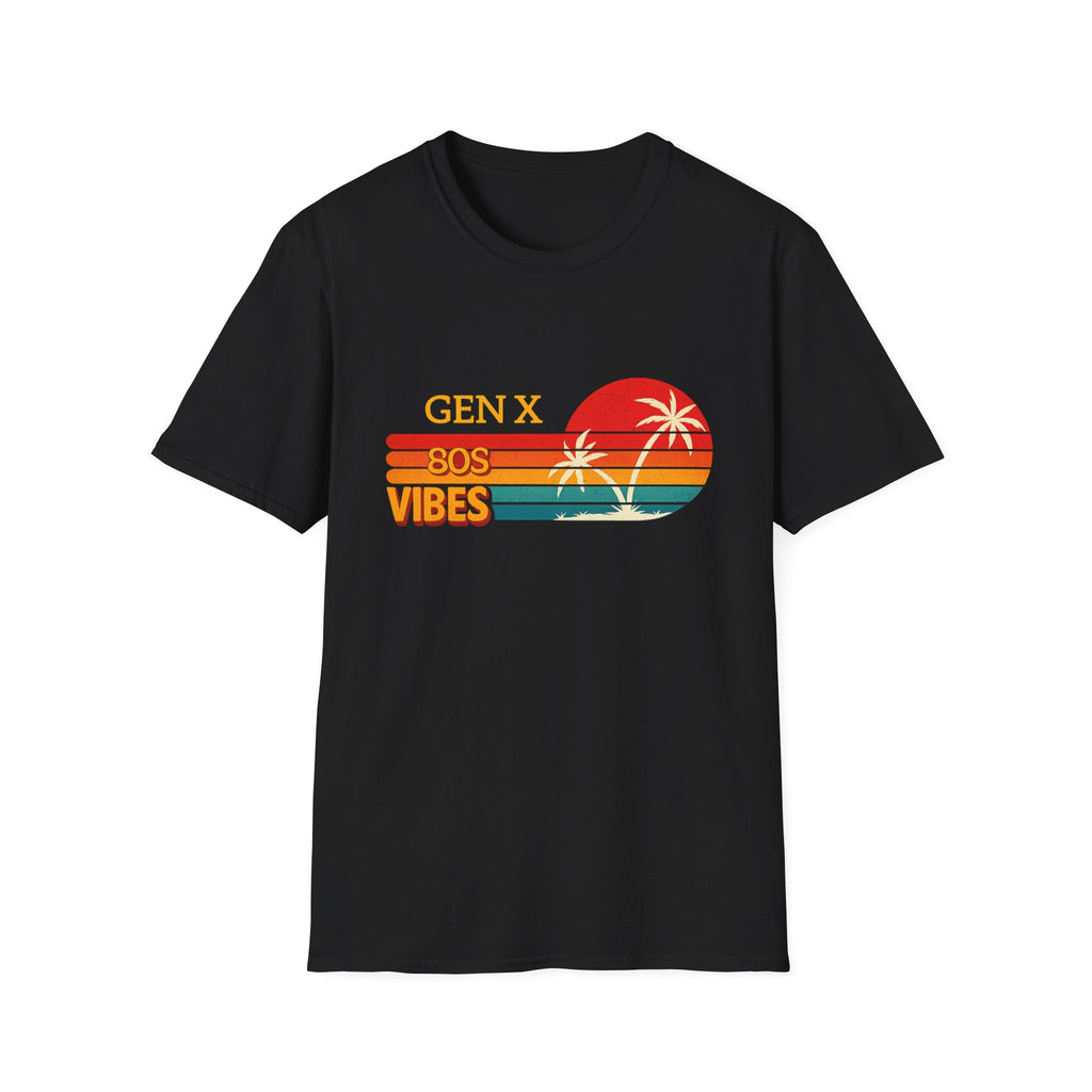 Gen X 80s Vibes T-Shirt — Retro Sunset Palm Tee