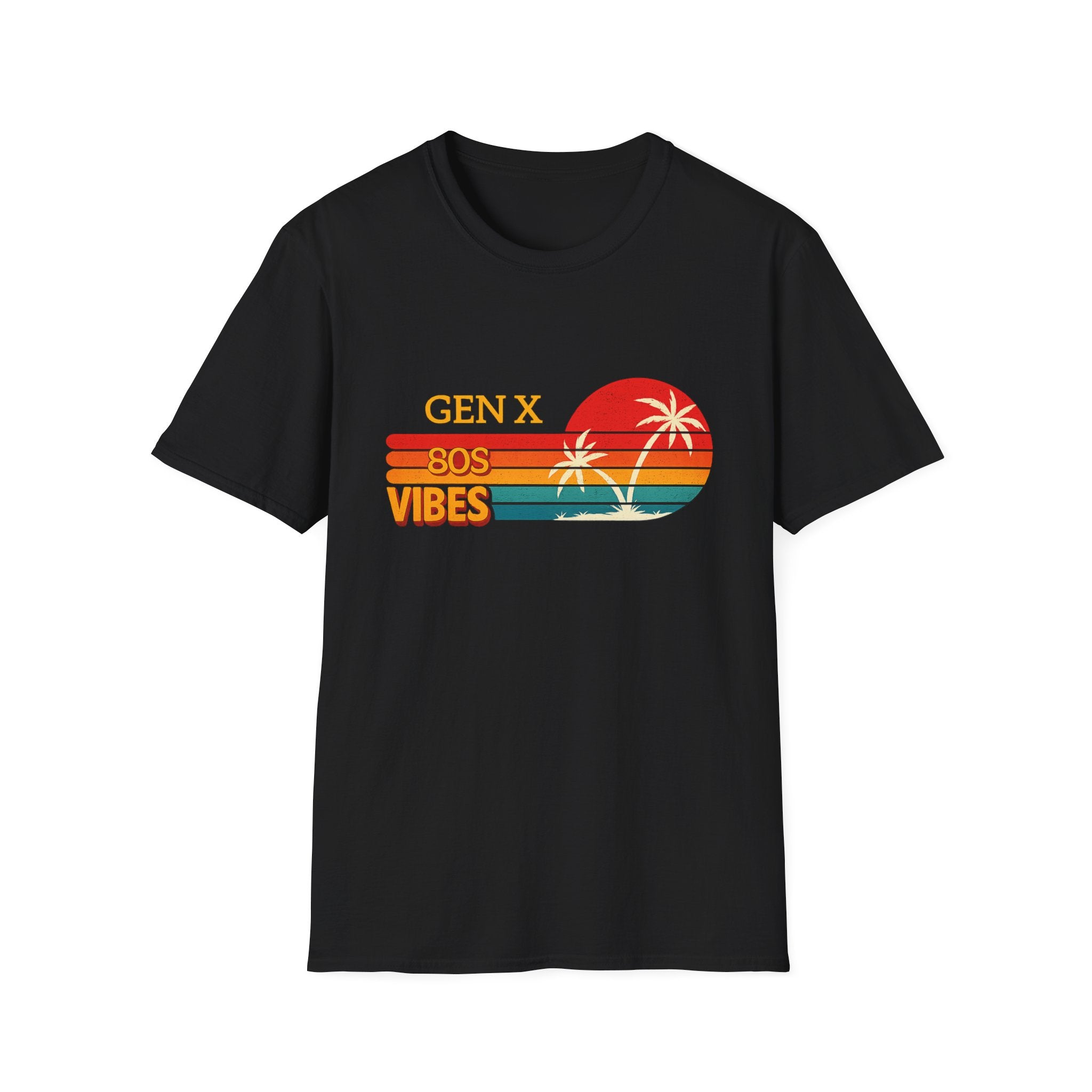 Gen X 80s Vibes T-Shirt — Retro Sunset Palm Tee