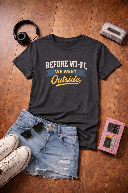 Before Wi‑Fi We Went Outside T-Shirt — Retro Outdoor Vintage Tee