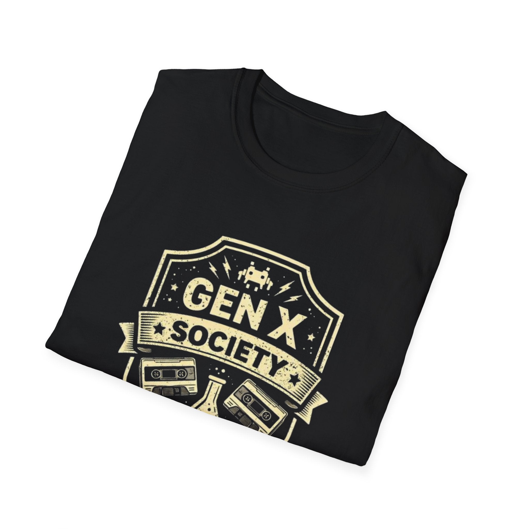 Gen X Society T-Shirt — Vintage Badge Graphic Tee for 1960s–1980s Born