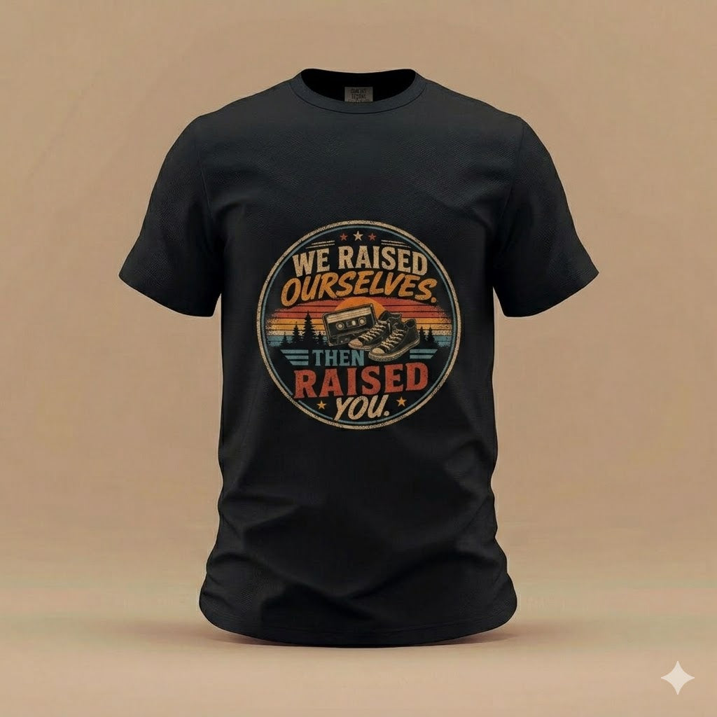 T-Shirt — “We Raised Ourselves Then Raised You” Vintage Family Pride Tee
