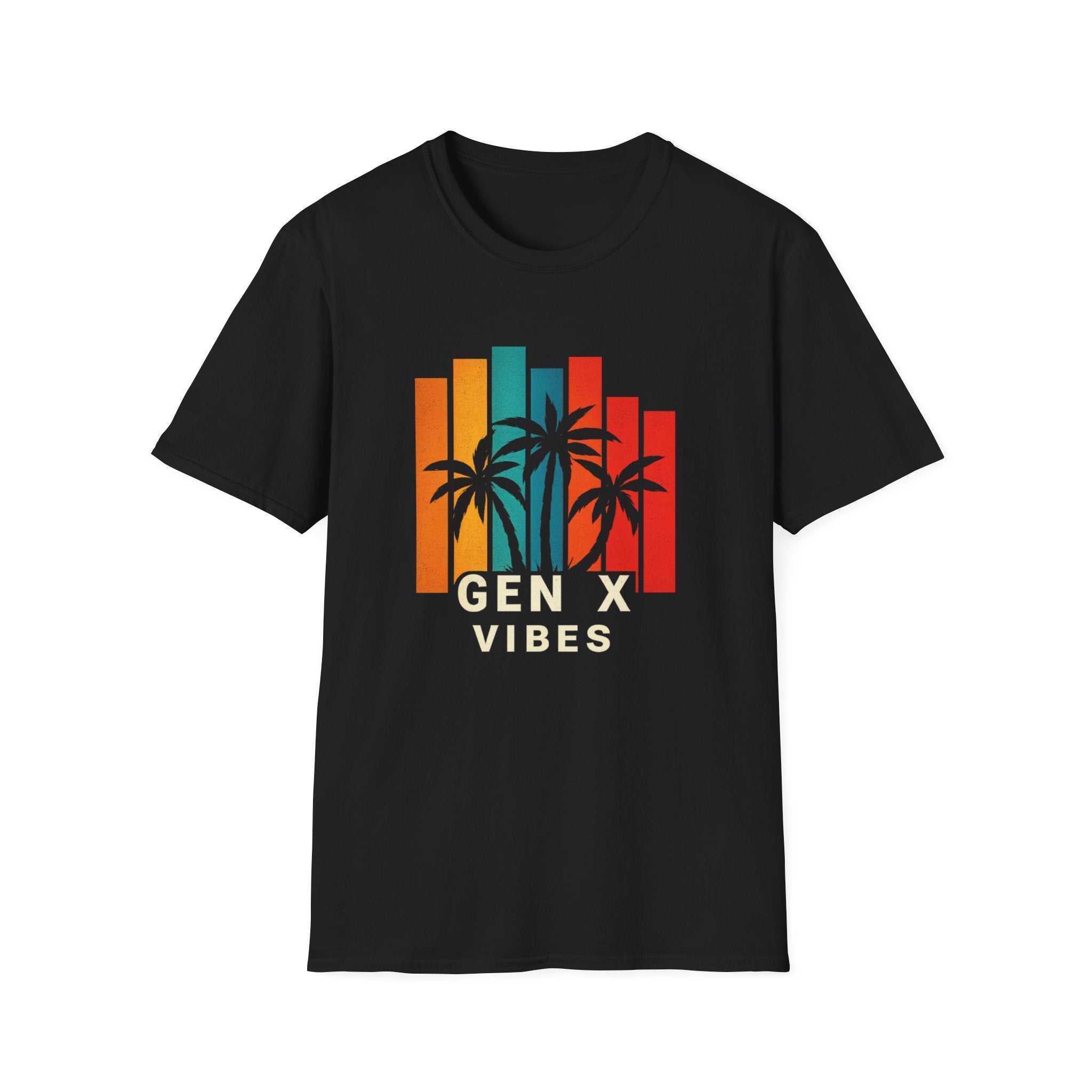 Gen X Vibes T-Shirt — Retro Palm Tree Sunset Graphic Tee
