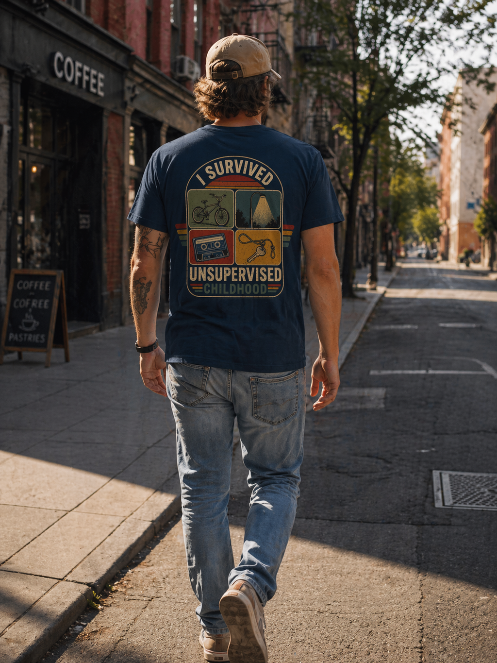 Vintage 'I Survived Unsupervised Childhood' T-Shirt (Back print)