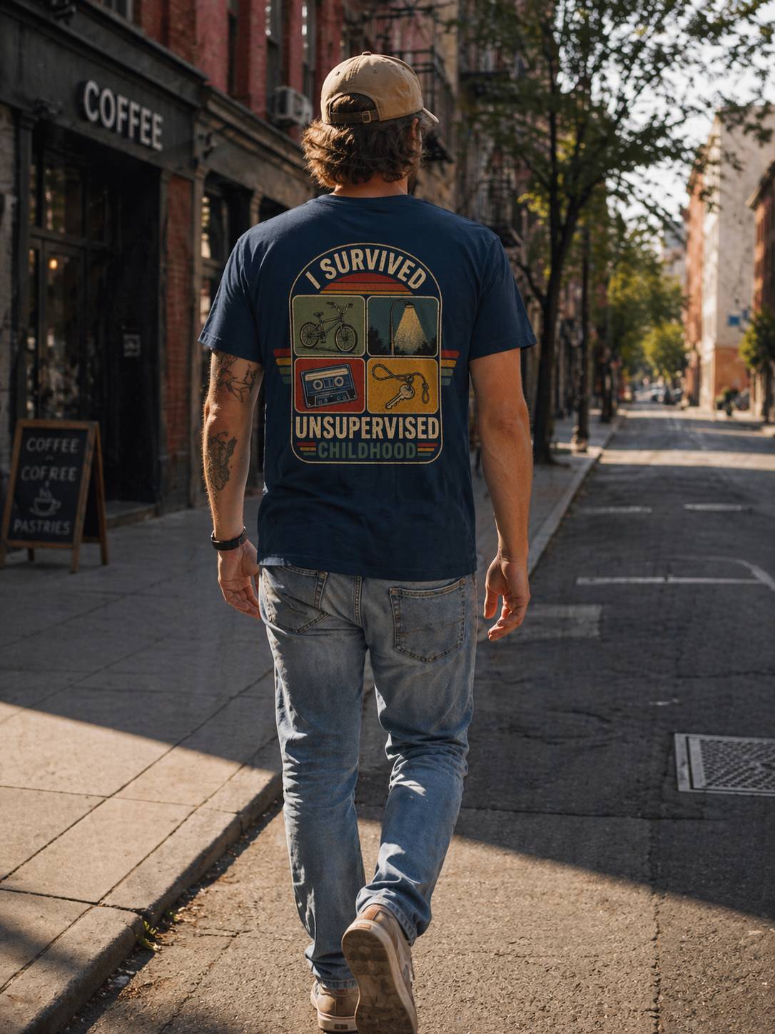 Vintage 'I Survived Unsupervised Childhood' T-Shirt (Back print)