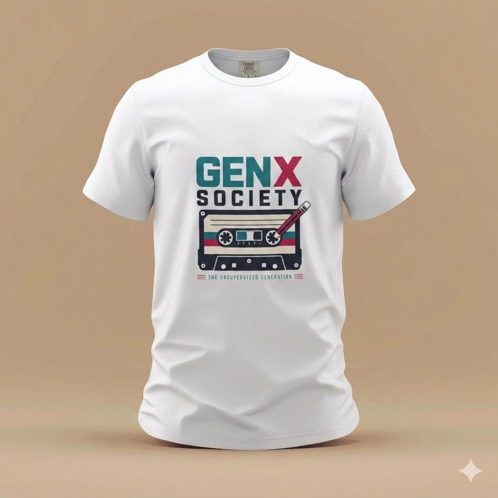 Gen X Society Cassette T-Shirt — Retro 80s Music Tee