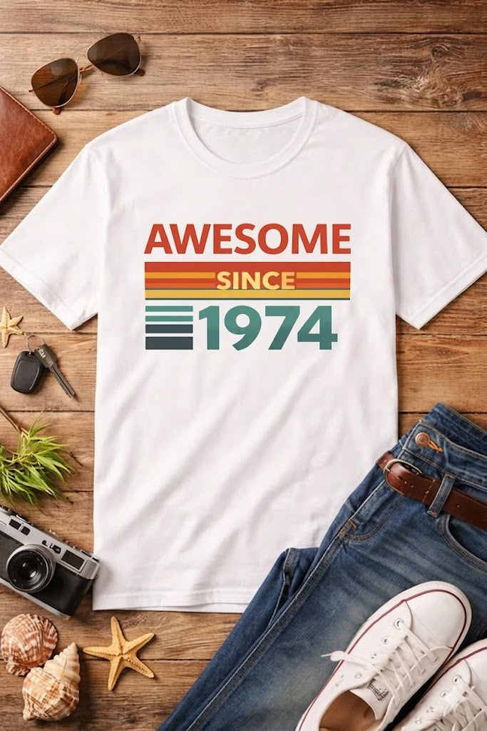 T-Shirt — "Awesome Since 1974" Retro Birthday Tee